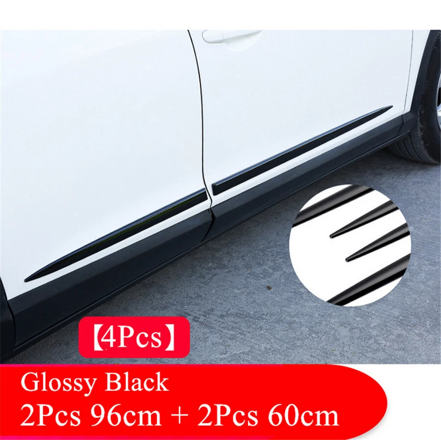 UNIVERSAL 4x Car Side Skirt DOOR LINE SILL Garnish Molding Trim Glossy Black USA Foto 2 de 4