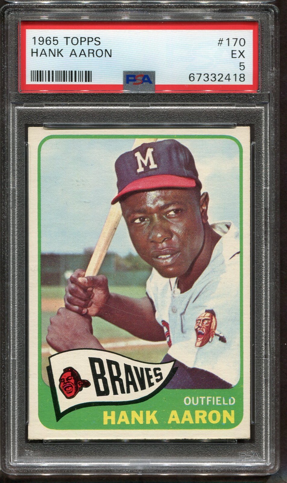 1965 Topps #170 Hank Aaron PSA 5 Centered Looks Nicer HOF Milwaukee Braves