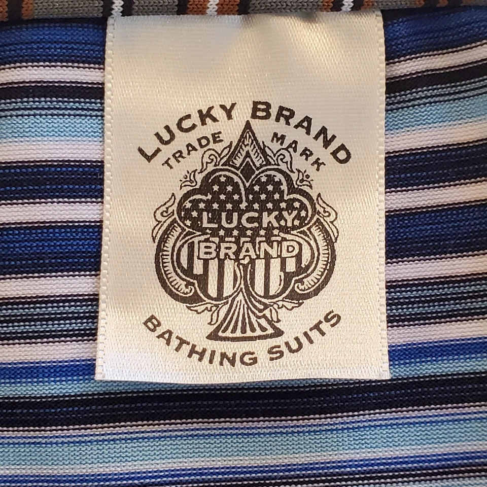 Parte inferior de bikini a rayas Lucky Brand para mujer talla pequeña botones decorativos nueva con etiquetas Foto 4 de 4