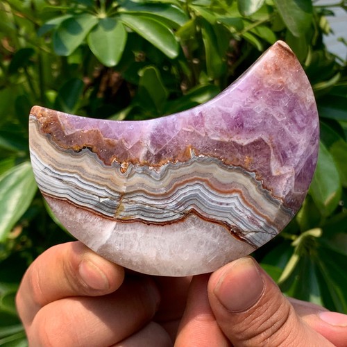 199G Natural agateAmethystsymbiosis Carving the Moon crystal aura healing - 第 13/13 張圖片
