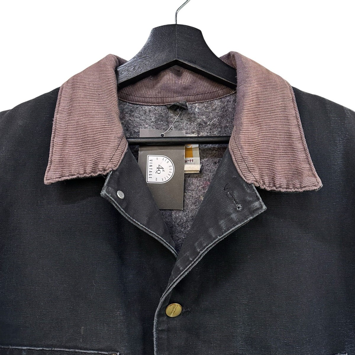 Vintage Carhartt Jacket Men 46 C01 BLK Canvas Chore Blanket Lined