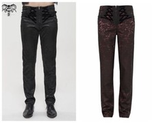 Devil Fashion Gothic Men'sHigh-Waisted Trouser Drawstring Decoration Slim Pants