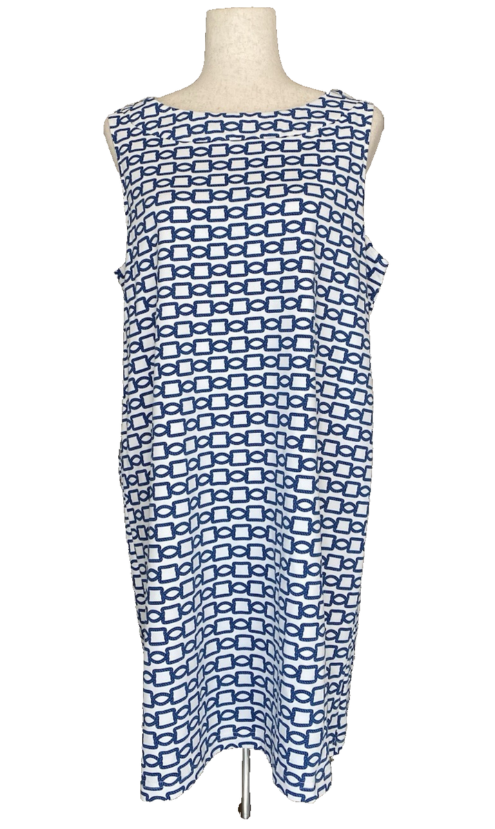 SAILOR SAILOR Blue/White Sleeveless Nautical Boat Yacht Club Shift