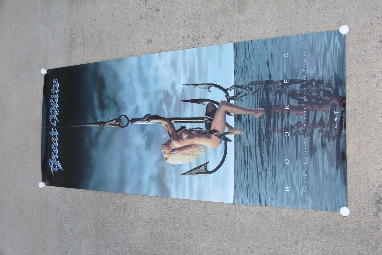 ULTRA RARE GREAT WHITE HOOKED PROMO POSTER 24" X 59" Jack Russell, Mark