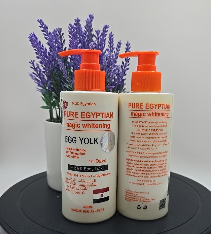 2X Pure Egyptian Whitening Body Lotion Egg Yolk Lotion & L-GLUTATHION 300ML