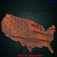 3D stl file relief USA wavy map flag for CNC router cnc machine milling 1