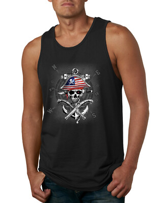 American Pirate Skull Compass Men Tank Top