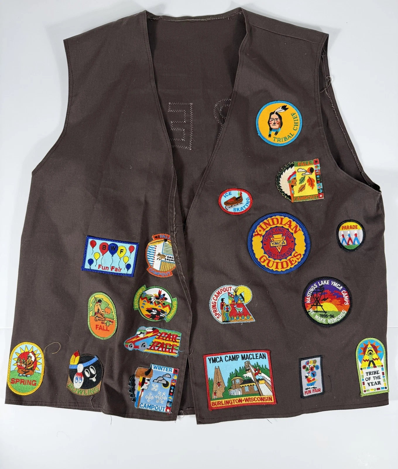 Vintage YMCA Indian Guides Vest One Size Brown Camp Patchwork 90s Patches
Opens in a new window or t