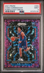 2021 PANINI PRIZM PURPLE FAST BREAK #282 CADE CUNNINGHAM 69/75 PSA 9