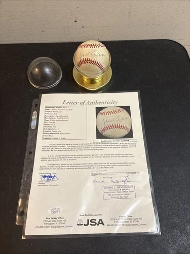 Hank Aaron Signed Rawlings ONL Baseball Autograph Auto JSA LOA Atlanta Braves