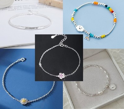 Silber Armband Armkette Fußkette S925 mit Stempel Weihnachten Geschenk Blume neu