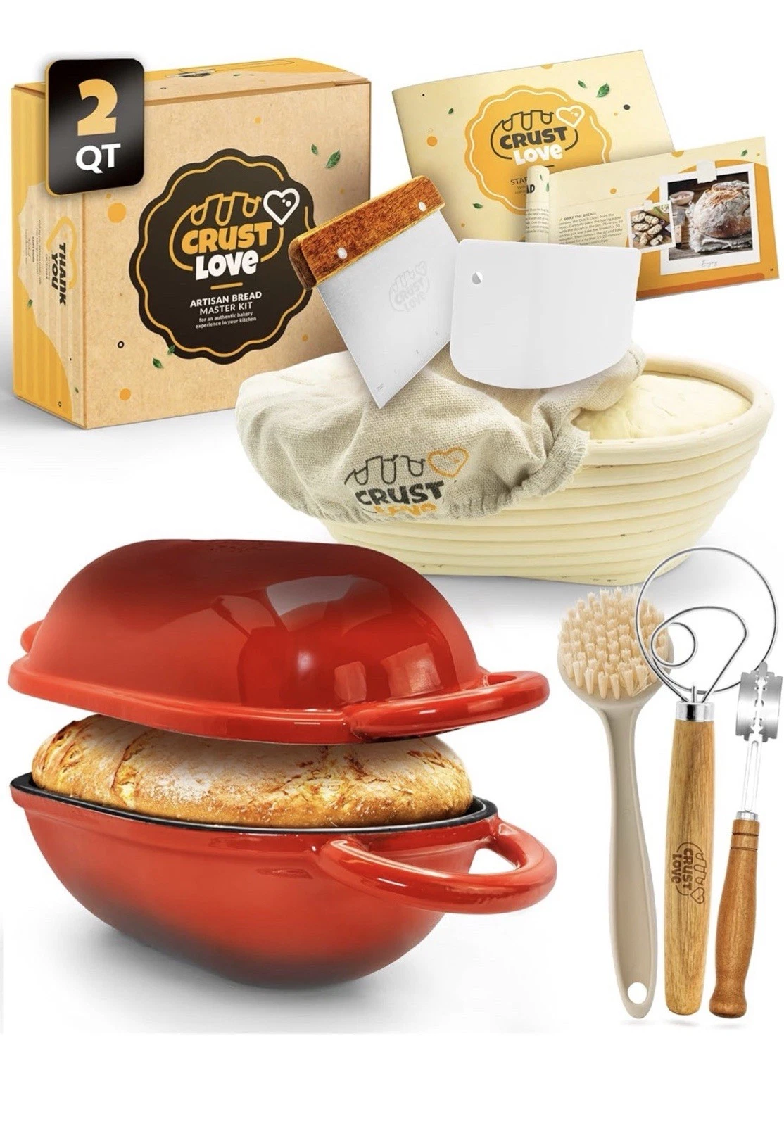 Loaf Pan for Bread Baking - incl. Sourdough Bread-Baking Supplies 2 QT