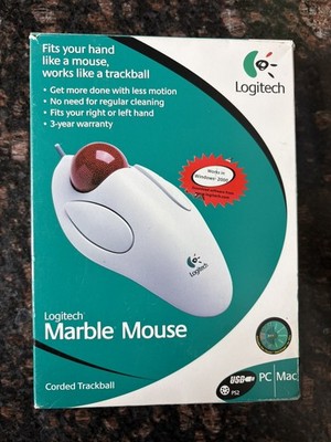 Vintage LOGITECH Marble Mouse Corded Trackball PC/Mac USB/PS 2 Wired