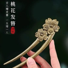 New Sandalwood Double Sided Carved Hair Fork Chinese Hairpin
