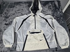 Vintage Nike Windbreaker Jacket Women  s Y2K Zip/button White Black Medium 8-10