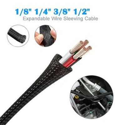1/8'' 1/4'' 3/8'' 1/2'' Expandable Wire Cable Sleeving Sheathing Braided Loom
