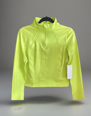 Women s NWT Yogalicious Lux 1/2 Zip Long Sleeve Crosstrain Crop Pullover Green M