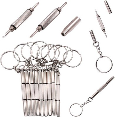 2pc Eyeglass Screwdriver Keychain Mini Flat Phillips Hex Portable Glasses Screw