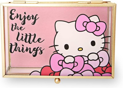 Sanrio Hello Kitty Jewelry Box - Enjoy the Little Things Glass Jewelry Case - He