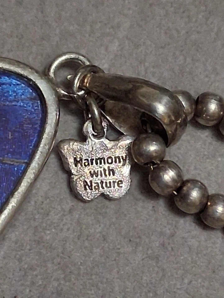 Sterling silver morpho butterfly wing pendant necklace reversible electric blue - Image 4 of 4