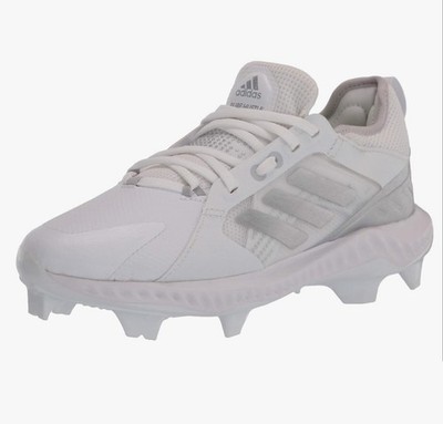 adidas Women's PureHustle Baseball Shoe White Silver Metallic Grey, Size 6 US