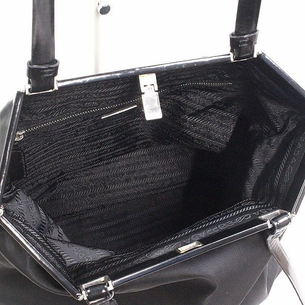 Prada Nylon Leather Shoulder Tote Bag Black Vintage Authentic thumbnail 5