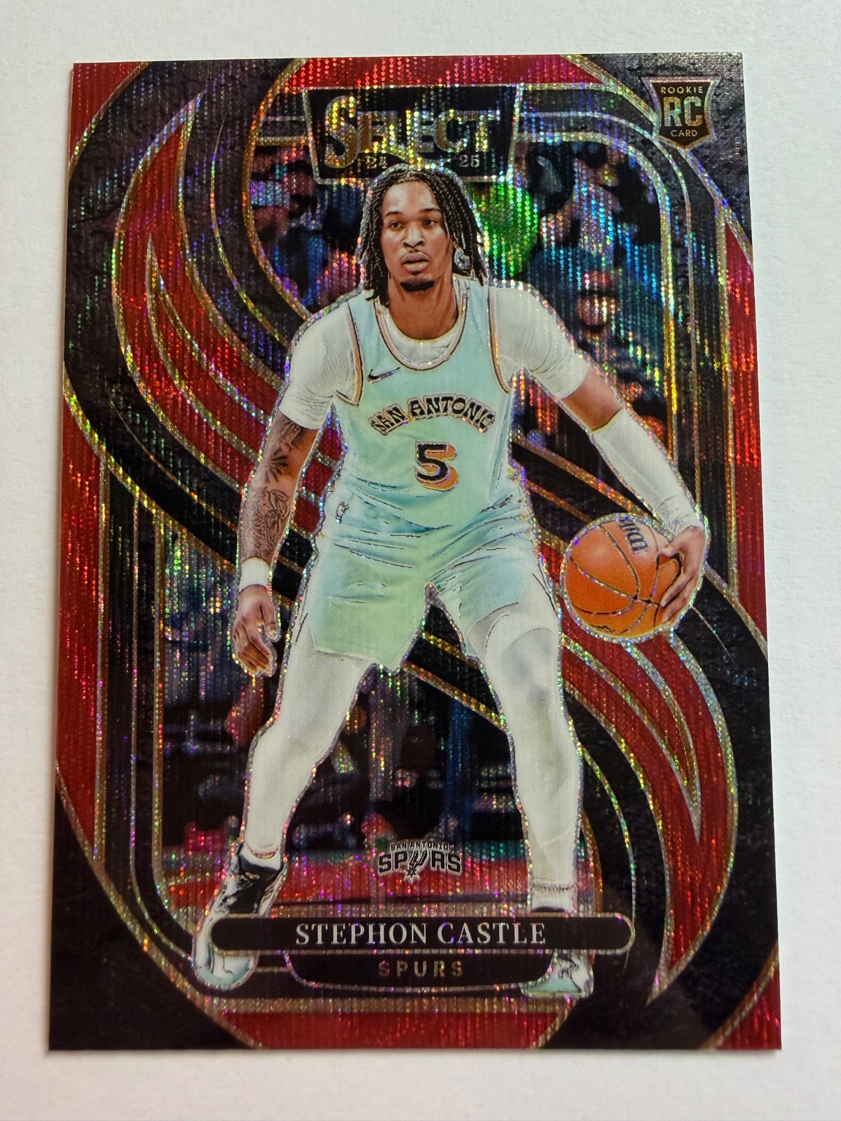 2024-25 Panini Select Stephon Castle Premier Level Red Wave Prizm Rookie RC #175
