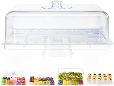 Cake Stand with Lid-Extra Large 17" Rectangular Cake Holder,8-in-1