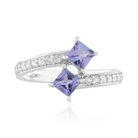 Cavill Tansanit Ring Damen Silber 925 Platinierter Quadratisch Lila Zirkon-