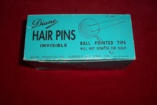 Vtg Box Diane Hair Pins No. 480 Invisible Ball Pointed Tips Black 1 3/4" Crimped