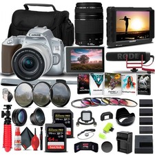 Canon EOS 250D / Rebel SL3 DSLR Camera with 18-55mm Lens Silver Bundle