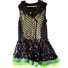 Weissman Sequin Dance Costume Child XLC 16-18 Black Neon Green