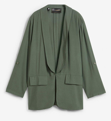 Neu Blusenjacke mit Taschen Gr. 52 Oliv Damen Blusen Jacke Blouson Blazer