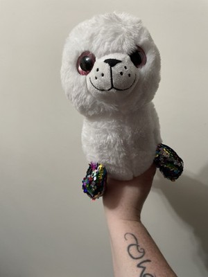 World Plush 13'' White Seal With Color Changing Fins