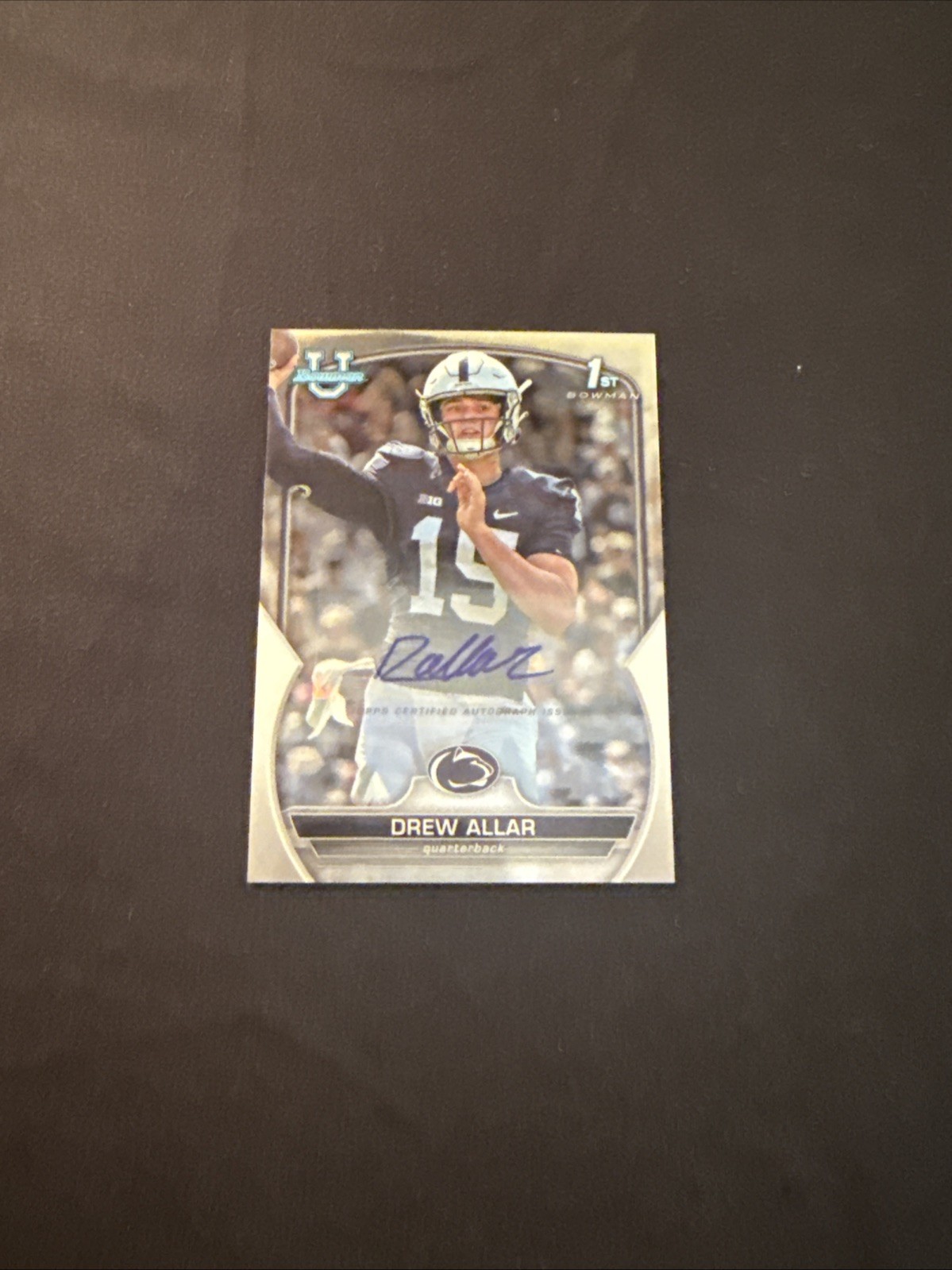 Drew Allar 2022 Bowman Chrome University Auto Bowman 1st Auto Blue Ink Rookie RC