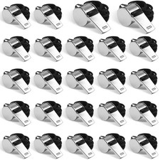 24-Pack Stainless Steel Whistles with Lanyards - Loud, Clear Sound for Coaches