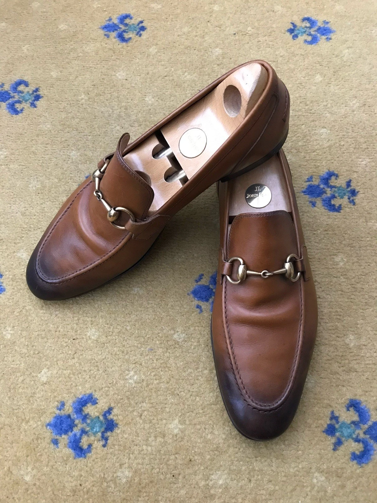 Mocassins Gucci chaussures en cuir Jordaan marron marron Horsebit hommes US 9 UK 8,5 EU 42,5