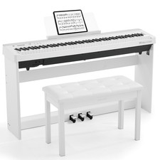 White 88Key Weighted Graded Hammer Action Digital Piano Keyboard 3-Pedal w/Bench