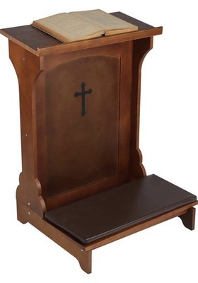 NIB Solid Wood Prayer Bench Stool Shelf Cushion Church Padded Kneeler ...