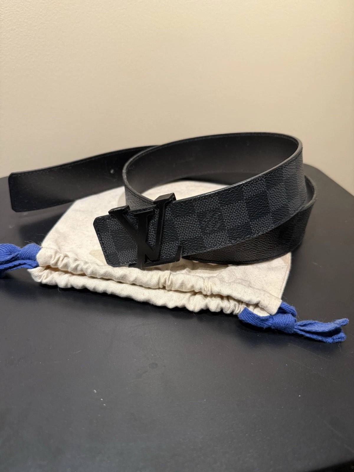 LOUIS VUITTON（LV） Autentica cintura Louis Vuitton LV Initiali Damier Grafite Nero (M9808)