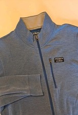 L L Bean Sz M Reg Traditional Fit Sweater Jacket Full Zip Blue Pockets Logo