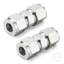 Metalwork Metric 304 Stainless Steel Compression Tube Fitting, Union, W/Double
