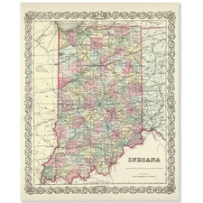 Indiana 1856 Vintage Map 11x14 Antique Atlas Historic Wall Art Print