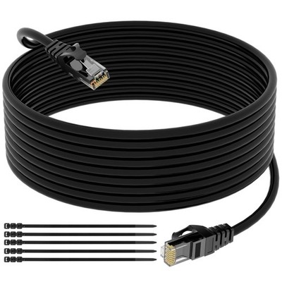 Elecan Cat 6 Outdoor Ethernet Cable 75 Ft, Heavy Duty Patch Cord Suppot POE C...