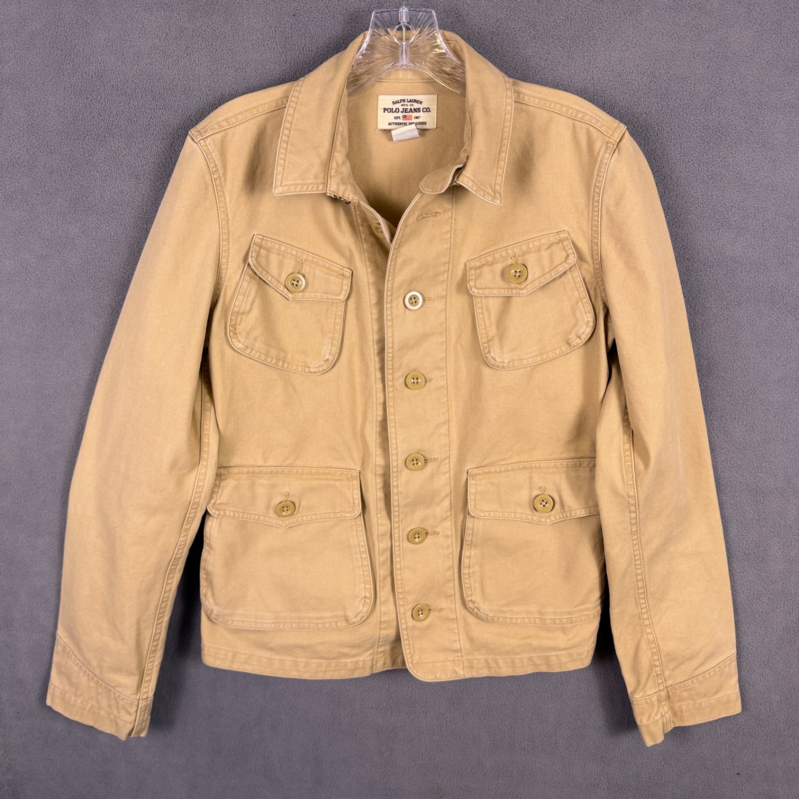 Polo Jeans Ralph Lauren Womens M Tan Denim Jacket Read!