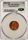 1909 VDB Lincoln Cent CAC Questionable Color UNC Details
