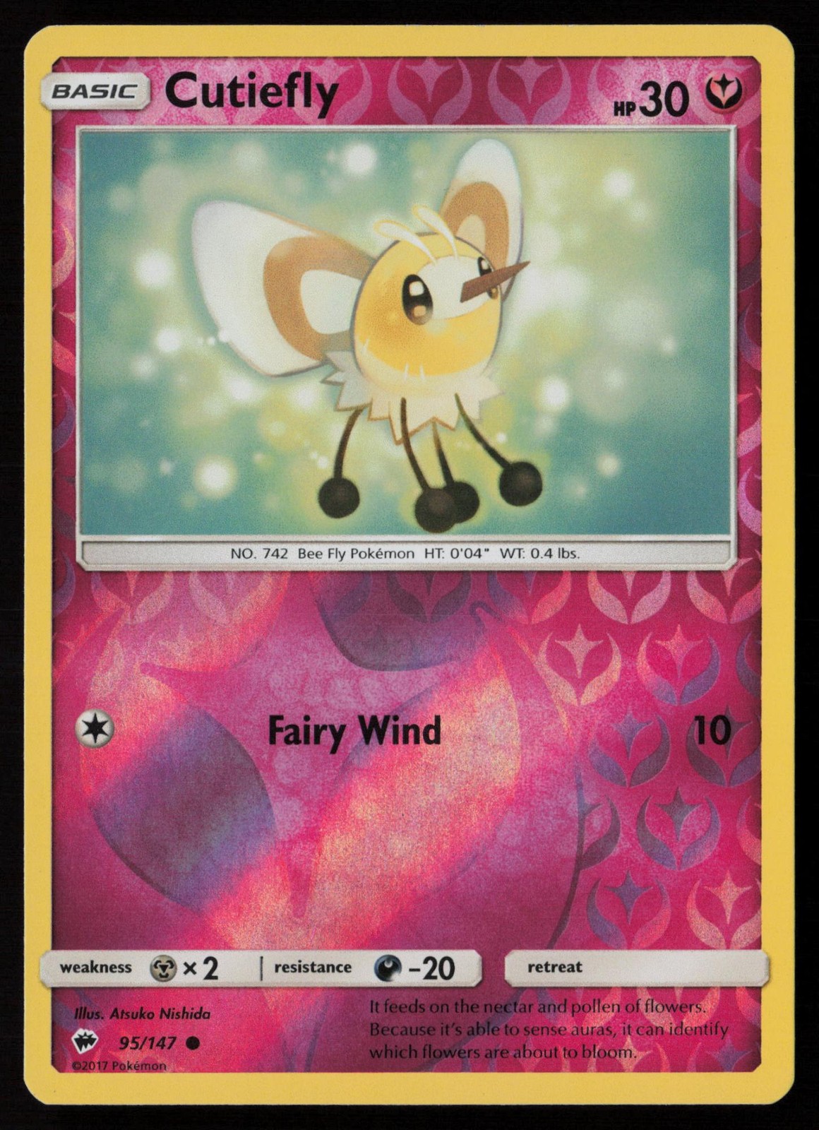 Cutiefly 95/147 Common Burning Shadows Pokemon Reverse Holo Lightly Played