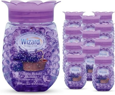 12 WIZARD Odor Eliminator Gel Beads 12oz   Air Freshener for Bathroom & Car