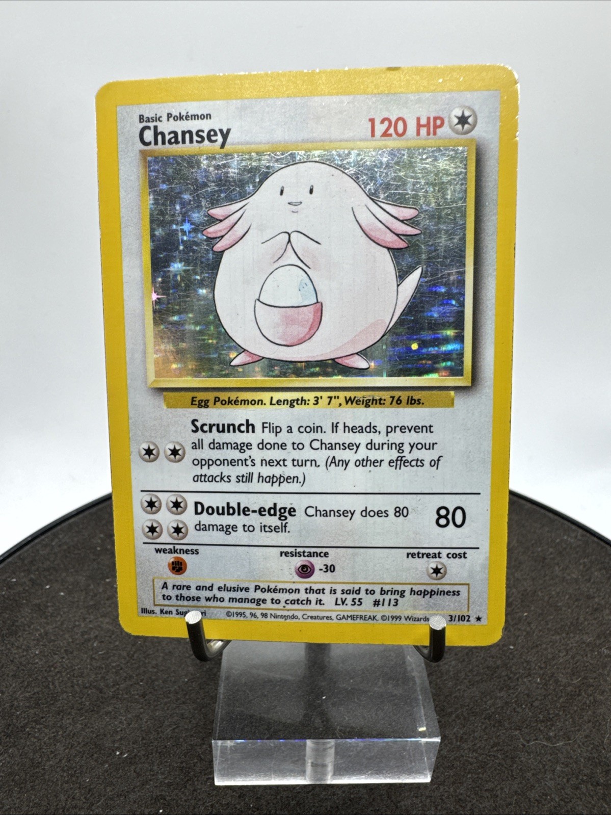 Pokemon TGC - Chansey - 3/102 Base Set Unlimited Holo Rare
