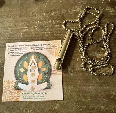 Gold tone Anti Anxiety Zilynhom Breathing meditation necklace BRAND NEW